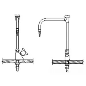 Delta W6600-10-R25 Delta W6600-10-R25 Teck Deckmount 2-Arm Lab Handle Faucet w/ Angle Vacuum Breaker, Fits 7/8