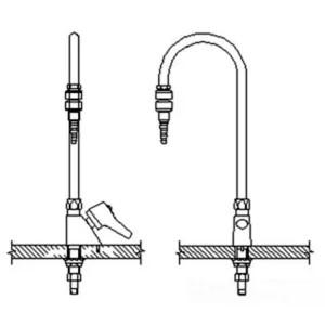 Delta W6600-9-R6C Delta W6600-9-R6C Teck Deckmount Lever Blade Handle Lab Faucet w/ 6