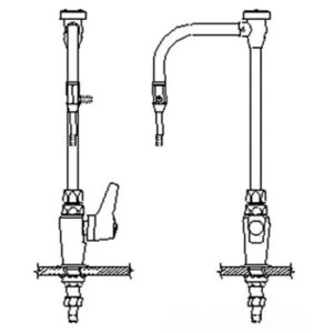Delta W6601-12-C Delta W6601-12-C Teck Deckmount Lever Blade Handle Lab Faucet w/ Angle Vacuum Breaker, C.P. Aspirator, Fits 1