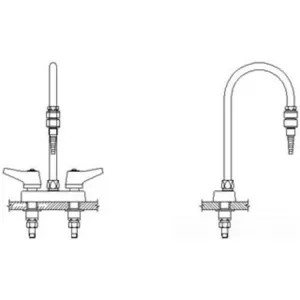 Delta W6720-9-R5C Delta W6720-9-R5C Teck Deckmount Lever Blade Handles Centerset Lab Mixing Faucet w/ 6
