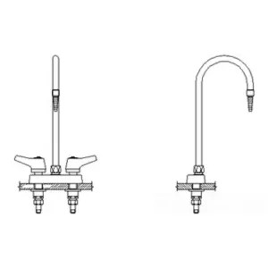 Delta W6720-C Delta W6720-C Teck Deckmount Lever Blade Handles Centerset Lab Mixing Faucet w/ Gooseneck, Chrome