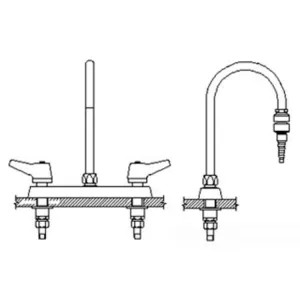 Delta W6740-9-R4C Delta W6740-9-R4C CER-TECK Deckmount Lever Blade Handles 8-Inch Lab Mixing Faucet w/ 6