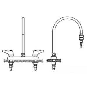 Delta W6740-9-R7C Delta W6740-9-R7C CER-TECK Deckmount Lever Blade Handles 8-Inch Lab Mixing Faucet w/ 9