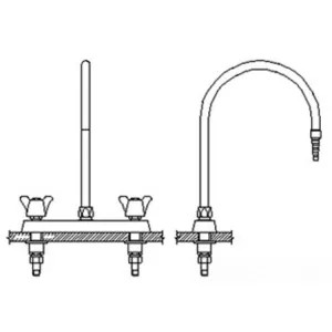 Delta W6740-R7 Delta W6740-R7 Teck Deckmount 2-Arm Lab Handles 8-Inch Mixing Faucet w/ 9