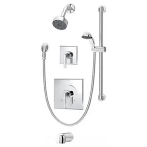 Symmons 3606-H321-V-TRM Symmons Duro Tub/Shower Trim with Hand Shower and Slide Bar, Metal Lever Handles, Non-Diverter Tub Spout, 2 GPM, Polished Chrome - 3606-H321-V-TRM