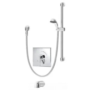 Symmons S-3604-H321-V-TRM Symmons Duro Tub/Hand Shower Faucet with Integral Diverter Control, Metal Lever Handle, Non-Diverter Tub Spout, 2 GPM, Chrome - S-3604-H321-V-TRM