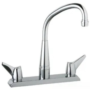 Elkay LKD2423 Elkay Top Mount Two-Handle Kitchen Faucet w/ Gooseneck Swing Spout, Wing Handles, Chrome - LKD2423