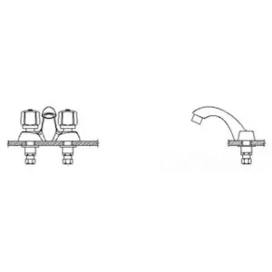 Delta 21C331 Delta 21C331 Tech 2-Handle Cast Centerset Lavatory Faucet, 5-Fluted, Open Grid Strainer, VR Aerator, Chrome