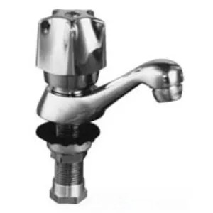 Delta 23C1049 Delta 23C1049 CER-TECK Single Basin Lavatory Faucet, Self Close 5-Fluted, Standard Aerator, Chrome