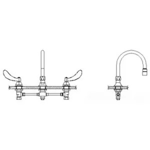 Delta 23C644-R3 Delta 23C644-R3 CER-TECK Widespread Lavatory Faucet, Gooseneck, Blade w/ Sanitary Hood, Aerator, Chrome