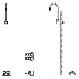 Delta 54T5424A Delta 54T5424A Floor-Mounted Double Foot Pedal Surgeon Scrub-Up Valve w/ Wallmount Gooseneck, Aerator, 1.5 gpm