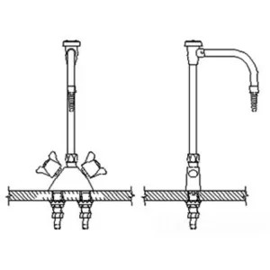 Delta W6700-10 Delta W6700-10 Teck Deckmount 2-Arm Lab Handles Mixing Faucet w/ Angle Vacuum Breaker, 7/8