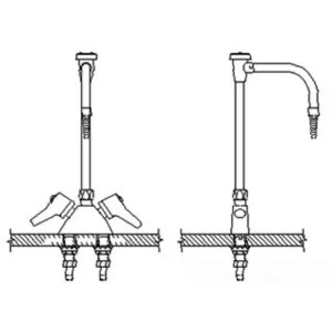 Delta W6700-10-C Delta W6700-10-C Teck Deckmount Lever Blade Handles Lab Mixing Faucet w/ Angle Vacuum Breaker, 7/8