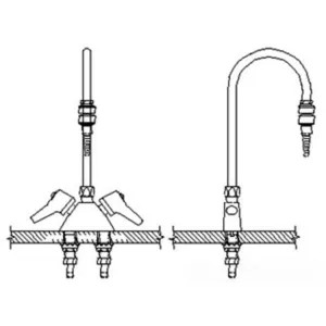 Delta W6700-9-C Delta W6700-9-C Teck Deckmount 2-Lever Blade Handle Mixing Faucet w/ Gooseneck, In-Line Dual Check, 7/8