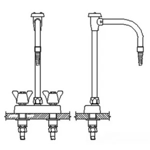 Delta W6720-10 Delta W6720-10 Teck Deckmount 2-Arm Lab Handles Centerset Mixing Faucet w/ Angle Vacuum Breaker, Chrome