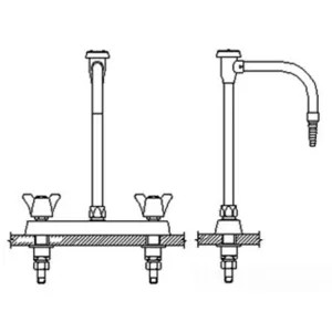 Delta W6740-10 Delta W6740-10 Teck Deckmount 2-Arm Lab Handles 8-Inch Mixing Faucet w/ Angle Vacuum Breaker, Chrome