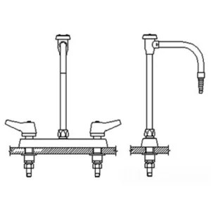Delta W6740-10-C Delta W6740-10-C Teck Deckmount Lever Blade Handles 8-Inch Lab Mixing Faucet w/ Angle Vacuum Breaker, Chrome