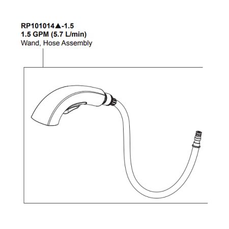 Peerless RP101014-1.5 Peerless Parkwood Chrome Hose Assembly, Wand, Clip, And O-Ring Replacement Part For P6935LF Kitchen Faucet, 1.5 GPM - RP101014-1.5