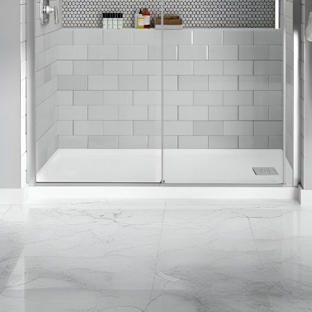 American Standard A8001L-RHO.020 American Standard Studio 60in x 30in Single Threshold ADA Shower Base with Right-Hand Outlet, Acrylic Surface, White - A8001L-RHO.020