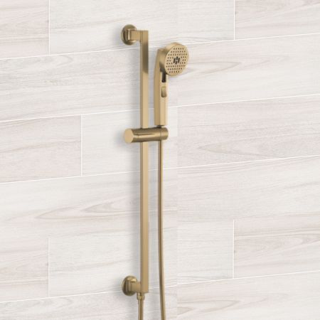Brizo 88706-GL Brizo Kintsu Multi-Function Handshower with Slide Bar, Push-Button, Stretchable Hose, WaterSense, 1.75 GPM, Brilliance Luxe Gold - 88706-GL