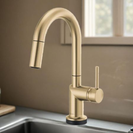 Brizo 64975LF-GLLHP Brizo Odin Brilliance Luxe Gold SmartTouch Pull-Down Bar/Prep Faucet with Arc Spout, Diamond Seal Technology, MagneDock Magnetic Docking, Touch-Clean, 1.8 GPM - 64975LF-GLLHP