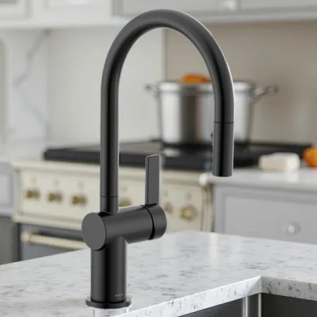 Moen 7622BL Moen Cia Single-Handle High Arc Pull-Down Kitchen Faucet, 1.5 GPM, Matte Black - 7622BL