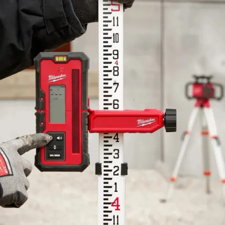Milwaukee 3711 Milwaukee Red Exterior Rotary Laser Receiver with (2) AA Batteries and Receiver Clamp - 3711