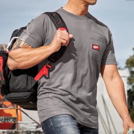 Milwaukee 605G-3X Milwaukee 3XL Men's Gray GRIDIRON Cotton/Polyester Gen ll Short-Sleeve Pocket T-Shirt - 605G-3X