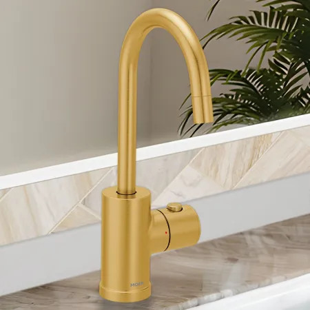 Moen IH7660BG Moen SIP Modern Instant Hot Water Beverage Faucet, Single-Knob Handle with Push Button, High Arc, Open Vent, 1.5 GPM, Brushed Gold - IH7660BG