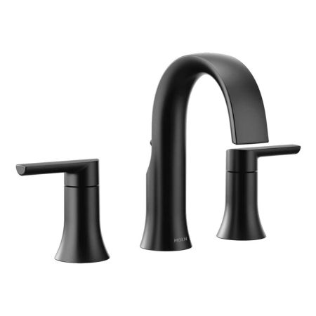 Moen TS983BL Moen Doux Two-Handle Roman Tub Faucet, High Arc Spout, 10in Center, Lever Handles, Matte Black - TS983BL