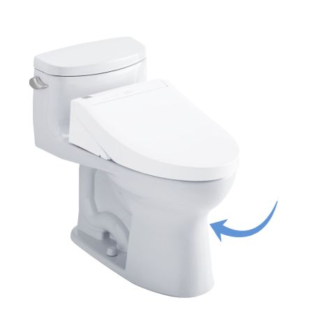 TOTO CST634CEFGT40#01 Supreme II One-Piece Elongated 1.28 GPF WASHLET+  Ready Toilet with CEFIONTECT, Cotton White