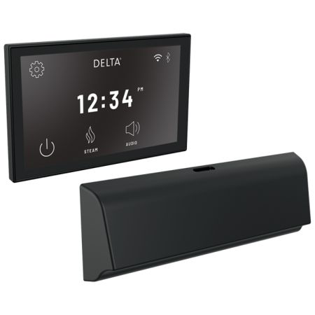 Delta 5CB-550L-BL Delta SteamScape Deluxe System Unilateral Digital Steam Package with 9in x 3in Matte Black Steam Outlet, 12 User Presets - 5CB-550L-BL
