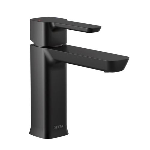 Delta Modern Single-Hole Matte Black Lavatory Faucet, Metal Pop-Up, 1.2 ...