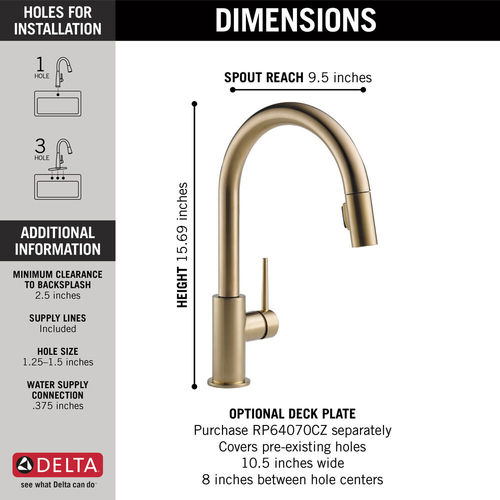 Delta Trinsic Single-Handle Champagne Bronze Pull-Down Kitchen