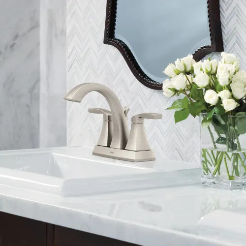 Moen Voss Two-Handle High Arc Centerset Brushed Nickel Bathroom
