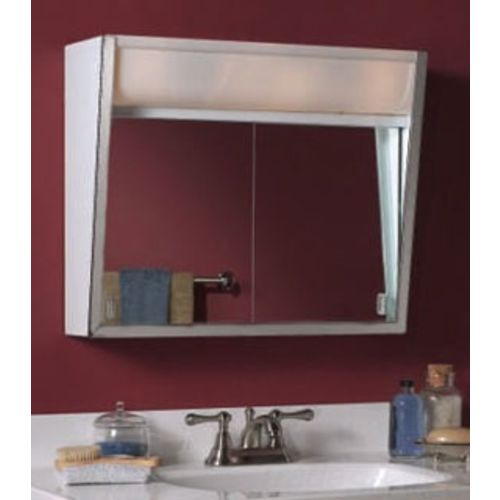 Jensen Flair 28in x 19in Surface Mounted Medicine Cabinet with Sliding Polished Edges Mirror Doors 327LP