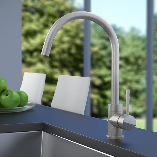 Symmons Dia Single Handle Pull-Down Kitchen Faucet, Satin Nickel
