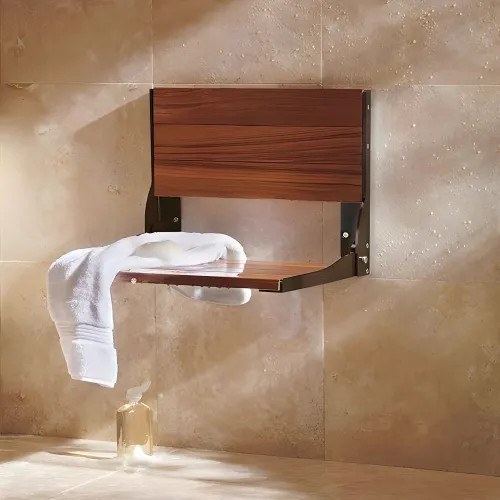 Moen DN7110OWB Bath Safety Old World Bronze Fold Down Teak Bath Seat