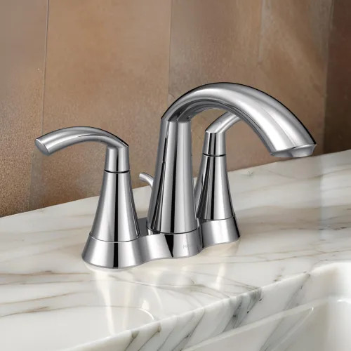 Moen Glyde Two-Handle High-Arc Centerset Chrome Bathroom Faucet