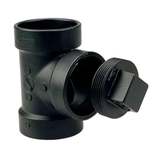 View 4 of Commodity  4in ABS DWV Cleanout Tee with Threaded Plug and O-Ring, Hub x Hub x Female National Pipe Thread (FPT)