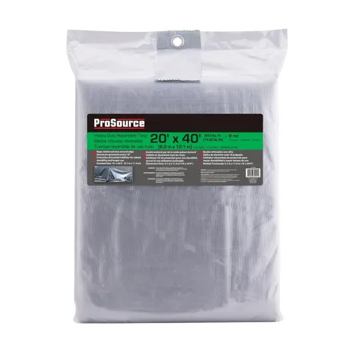 View 4 of Pro Source T2040GS140 ProSource 40' x 20' Heavy-Duty Reversible Tarpaulin with Aluminum Grommet, UV/Tear-Resistant, Polyethylene - T2040GS140 