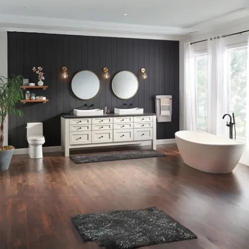 View 8 of Delta T4759-BLFL Delta Trinsic Single-Handle Freestanding Tub Filler Trim with 1.75 GPM Single-Setting Hand Shower, Touch-Clean, Lever Handles, Matte Black - T4759-BLFL