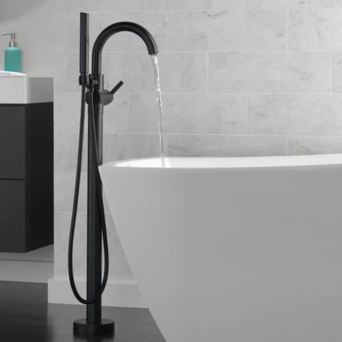 View 2 of Delta T4759-BLFL Delta Trinsic Single-Handle Freestanding Tub Filler Trim with 1.75 GPM Single-Setting Hand Shower, Touch-Clean, Lever Handles, Matte Black - T4759-BLFL