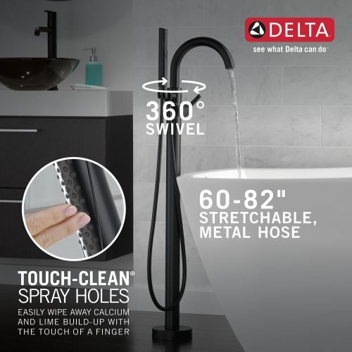 View 5 of Delta T4759-BLFL Delta Trinsic Single-Handle Freestanding Tub Filler Trim with 1.75 GPM Single-Setting Hand Shower, Touch-Clean, Lever Handles, Matte Black - T4759-BLFL