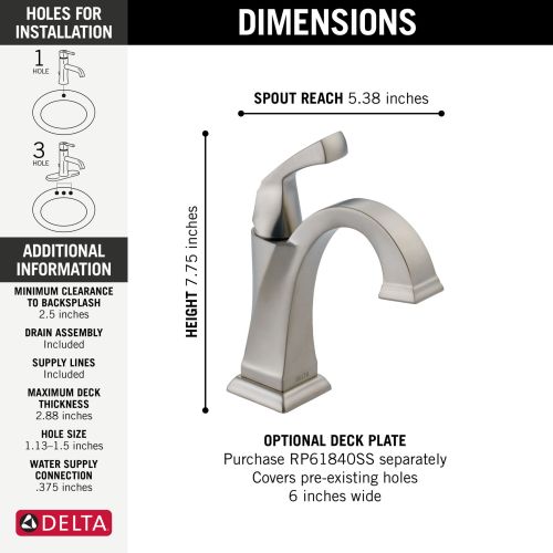 Delta Dryden Single-Handle Bathroom Faucet, 1.2 GPM, Stainless