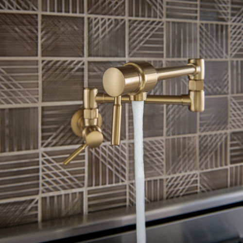 Brizo Two-Handle Wall-Mount Pot Filler with Dual-Jointed Swing