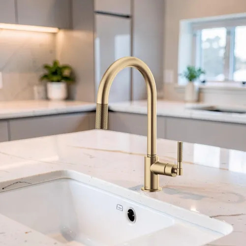 Brizo Litze Pull-Down Kitchen Faucet with Arc Spout and Knurled Handle ...