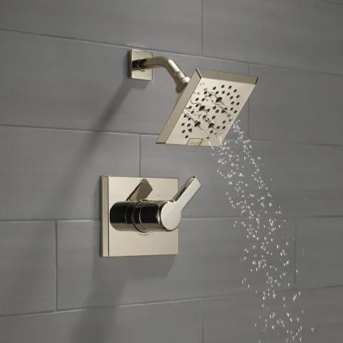 View 10 of Delta T14299-PN Delta Pivotal Monitor 14 Series H2Okinetic Shower Faucet with 5-Setting Angular Rainhead, 1.75 GPM, Single Lever Handle, Polished Nickel - T14299-PN