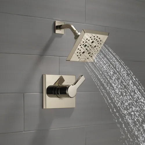 View 7 of Delta T14299-PN Delta Pivotal Monitor 14 Series H2Okinetic Shower Faucet with 5-Setting Angular Rainhead, 1.75 GPM, Single Lever Handle, Polished Nickel - T14299-PN