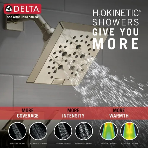 View 4 of Delta T14299-PN Delta Pivotal Monitor 14 Series H2Okinetic Shower Faucet with 5-Setting Angular Rainhead, 1.75 GPM, Single Lever Handle, Polished Nickel - T14299-PN